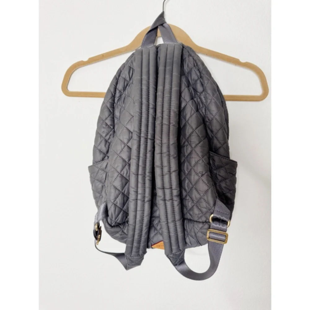 MZ Wallace Quilted Backpack in Dark Gray with Rose Gold Hardware